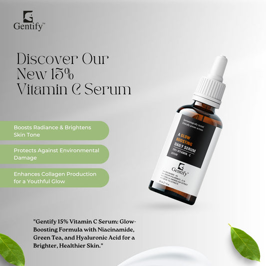 Gentify Care Vitamin C 15% with Niacinamide Sodium Hyaluronate, Camellia Sinensis Extract, Green Tea Extracts